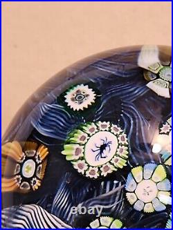 Perthshire Spaced Silhouette & Complex Millefiori WithBlue Lace Ground Paperweight