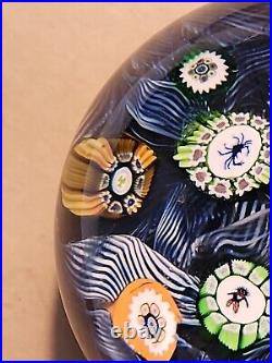 Perthshire Spaced Silhouette & Complex Millefiori WithBlue Lace Ground Paperweight