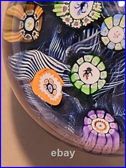 Perthshire Spaced Silhouette & Complex Millefiori WithBlue Lace Ground Paperweight