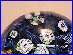 Perthshire Spaced Silhouette & Complex Millefiori WithBlue Lace Ground Paperweight