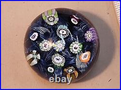 Perthshire Spaced Silhouette & Complex Millefiori WithBlue Lace Ground Paperweight