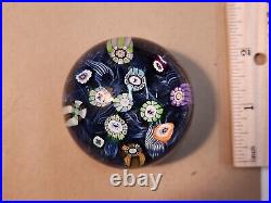 Perthshire Spaced Silhouette & Complex Millefiori WithBlue Lace Ground Paperweight