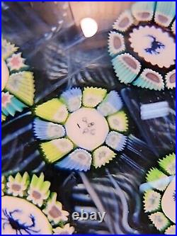 Perthshire Spaced Silhouette & Complex Millefiori WithBlue Lace Ground Paperweight