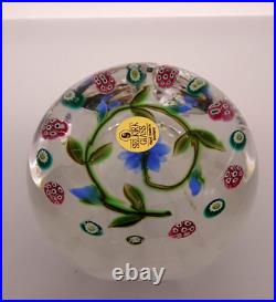 Peter Holmes 1997 Selkirk Faceted Blue Double Clematis Paperweight Scotland