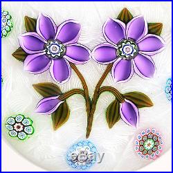 Peter McDougall Two Lavender Flowers and Millefiori Canes on Lace