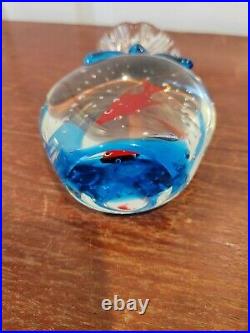 Possibly Murano Art Glass Fish in a Basket Paperweight Controlled Bubbles