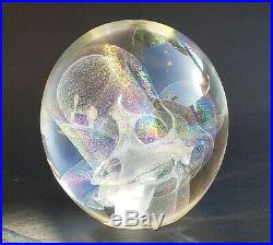 R. W. Stephan 1992 Hand Blown 3.5 VORTEX Iridescent Studio Art Glass Paperweight