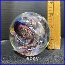 R. W. Stephen 1983 Art Glass Swirled Rainbow Paperweight