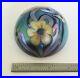 RARE-1974-ORIENT-FLUME-Art-Glass-Paperweight-Iridescent-Aqua-Red-and-Yellow-01-ppr