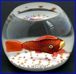RARE Awesome SAINT LOUIS Vibrant Red GROUPER FISH AQUARIUM Art Glass PAPERWEIGHT
