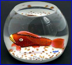 RARE Awesome SAINT LOUIS Vibrant Red GROUPER FISH AQUARIUM Art Glass PAPERWEIGHT