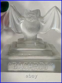 RARE BACARDI RUM RON LALIQUE GLASS ADVERTISING PAPERWEIGHT 1950s ART DECORATIVE
