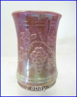 RARE Gibson Iridized Rosalene Glass Grape Trellis Tankard Set 7 Pcs. Water Set