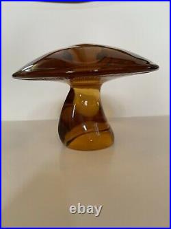RARE HUGE VINTAGE GORGEOUS Viking Glass AMBER Mushroom 4.5 MCM ART GLASS