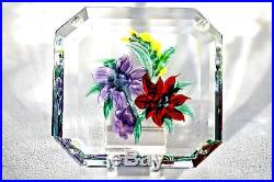 RARE Ravishing RANDALL GRUBB Colorful FLORAL PLAQUE Art Glass PAPERWEIGHT