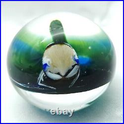 RARE Rick Ayotte Miniature Mallard Duck on Blue/Green Pond Paperweight Excellent
