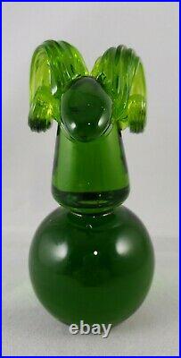 RARE Vintage 1970s BLENKO Art Glass Green Ram Paperweight Joel Myers #711F