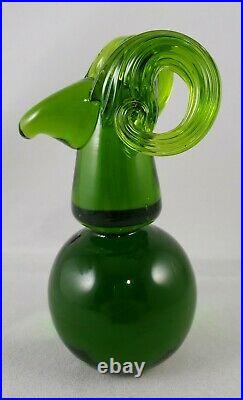 RARE Vintage 1970s BLENKO Art Glass Green Ram Paperweight Joel Myers #711F