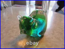 RARE glass cat paperweight FM Konstglas Ronneby Sweden signed Orig. Sticker