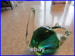 RARE glass cat paperweight FM Konstglas Ronneby Sweden signed Orig. Sticker