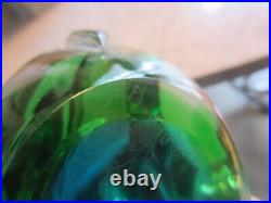 RARE glass cat paperweight FM Konstglas Ronneby Sweden signed Orig. Sticker