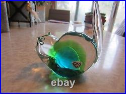 RARE glass cat paperweight FM Konstglas Ronneby Sweden signed Orig. Sticker