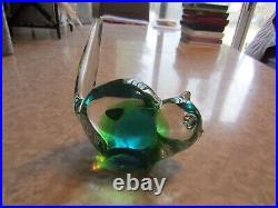 RARE glass cat paperweight FM Konstglas Ronneby Sweden signed Orig. Sticker