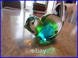 RARE glass cat paperweight FM Konstglas Ronneby Sweden signed Orig. Sticker