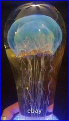RICHARD SATAVA Large Moon Jellyfish Art Glass Sculpture almost 7 tall