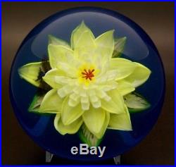 RICK AYOTTE Dragonfly and Flower Art Glass LT ED 99 Paperweight, Apr 3.5Hx4.5W