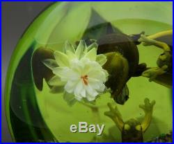 RICK AYOTTE Frog Pond Life Magnum Art Glass LT ED 99 Paperweight, Apr 3.25Hx4W