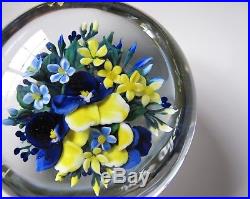 RICK AYOTTE Magnum LE/25 1999 Paperweight Pansies Flowers Art Glass 3 3/4 inch