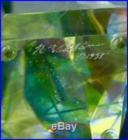 ROBERT W. STEPHEN Dichroic Laminate Art Glass Sculpture/Paperweight, Apr 8.25 H