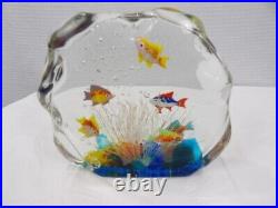 Ragazzi Signed Murano Blown Glass Large Fish Aquarium Paperweight withLabel