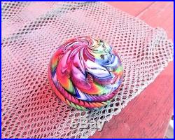 Rainbow Swirl Signed James Alloway 2012 #36, 3 inch Art Glass Paperweight