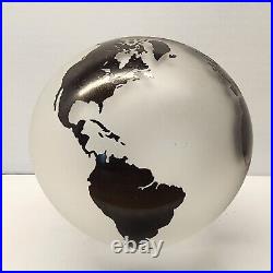 Rare 6 Correia Art Glass Satin Etched Globe Signed and Numbered Paperweight