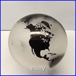 Rare 6 Correia Art Glass Satin Etched Globe Signed and Numbered Paperweight