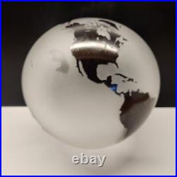 Rare 6 Correia Art Glass Satin Etched Globe Signed and Numbered Paperweight