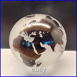 Rare 6 Correia Art Glass Satin Etched Globe Signed and Numbered Paperweight