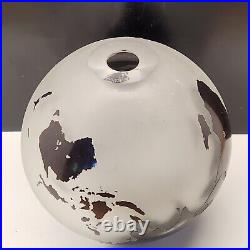 Rare 6 Correia Art Glass Satin Etched Globe Signed and Numbered Paperweight