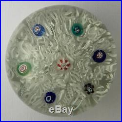 Rare Antique French Or Bohemian Millefiori On Lace Glass Magnum Paperweight