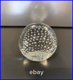 Rare Cartier Signed Controlled Bubble Orb Paperweight Artisan Glass