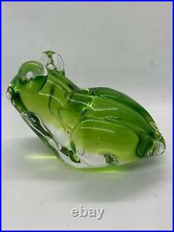 Rare Crystal Glass Green Frog Paperweight Large Heavy 3+ Lbs Tabletop Art 25