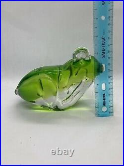 Rare Crystal Glass Green Frog Paperweight Large Heavy 3+ Lbs Tabletop Art 25