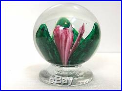 Rare Joe Zimmerman 1960 Signed Art Glass Pedestal Rose/Flower Paperweight EARY
