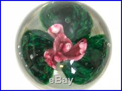 Rare Joe Zimmerman 1960 Signed Art Glass Pedestal Rose/Flower Paperweight EARY