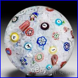 Rare MAGNUM antique Baccarat 1848 scattered millefiori glass paperweight