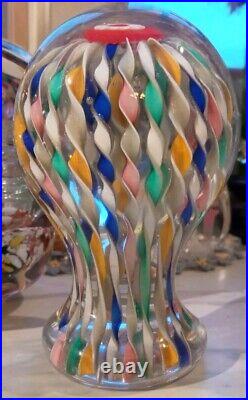 Rare Murano Fratelli Toso Pedestal Millifiori Ribbon Swirl Glass Mushroom Italy