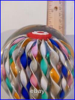 Rare Murano Fratelli Toso Pedestal Millifiori Ribbon Swirl Glass Mushroom Italy