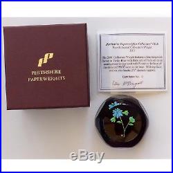 Rare Perthshire 2001 Collectors Club glass paperweight + cert / presse papiers
